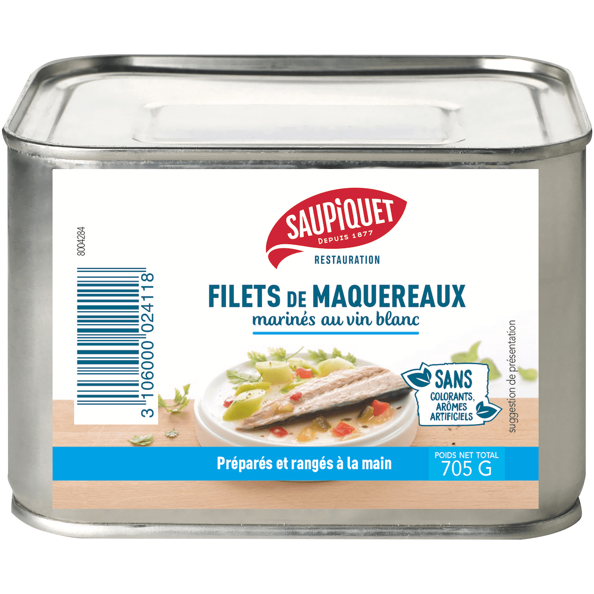 FILETS DE MAQUEREAUX MARINES AU VIN BLANC BOITE 4/4