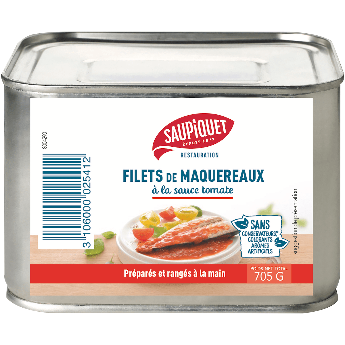 FILETS DE MAQUEREAUX A LA SAUCE TOMATE BOITE 4/4
