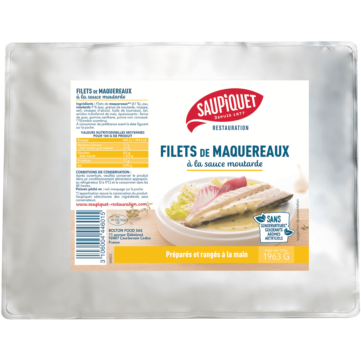 FILETS DE MAQUEREAUX A LA SAUCE MOUTARDE POCHE 3/1