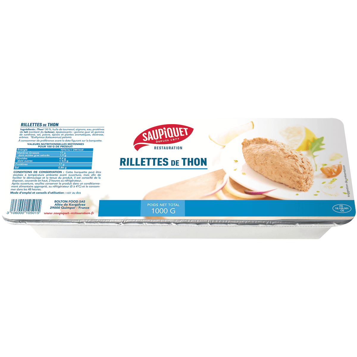 RILLETTES DE THON BARQUETTE 1 KG