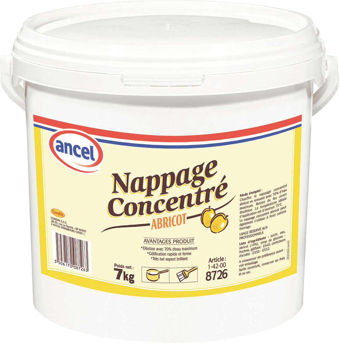 NAPPAGE CONCENTRE A CHAUD ABRICOT A LA PUREE DE FRUITS SEAU 7KG