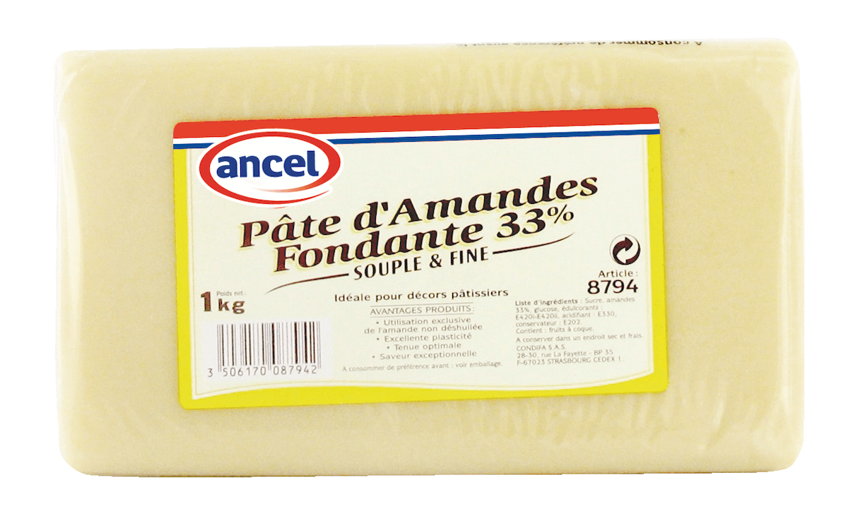 PATE D'AMANDES FONDANTE BLANCHE 33% PAIN 1KG