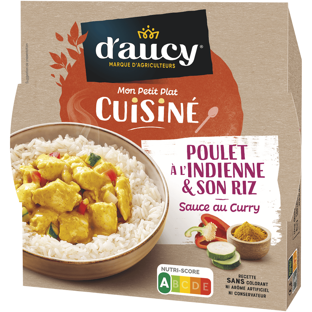 POULET A L'INDIENNE ET SON RIZ SAUCE AU CURRY - 300G