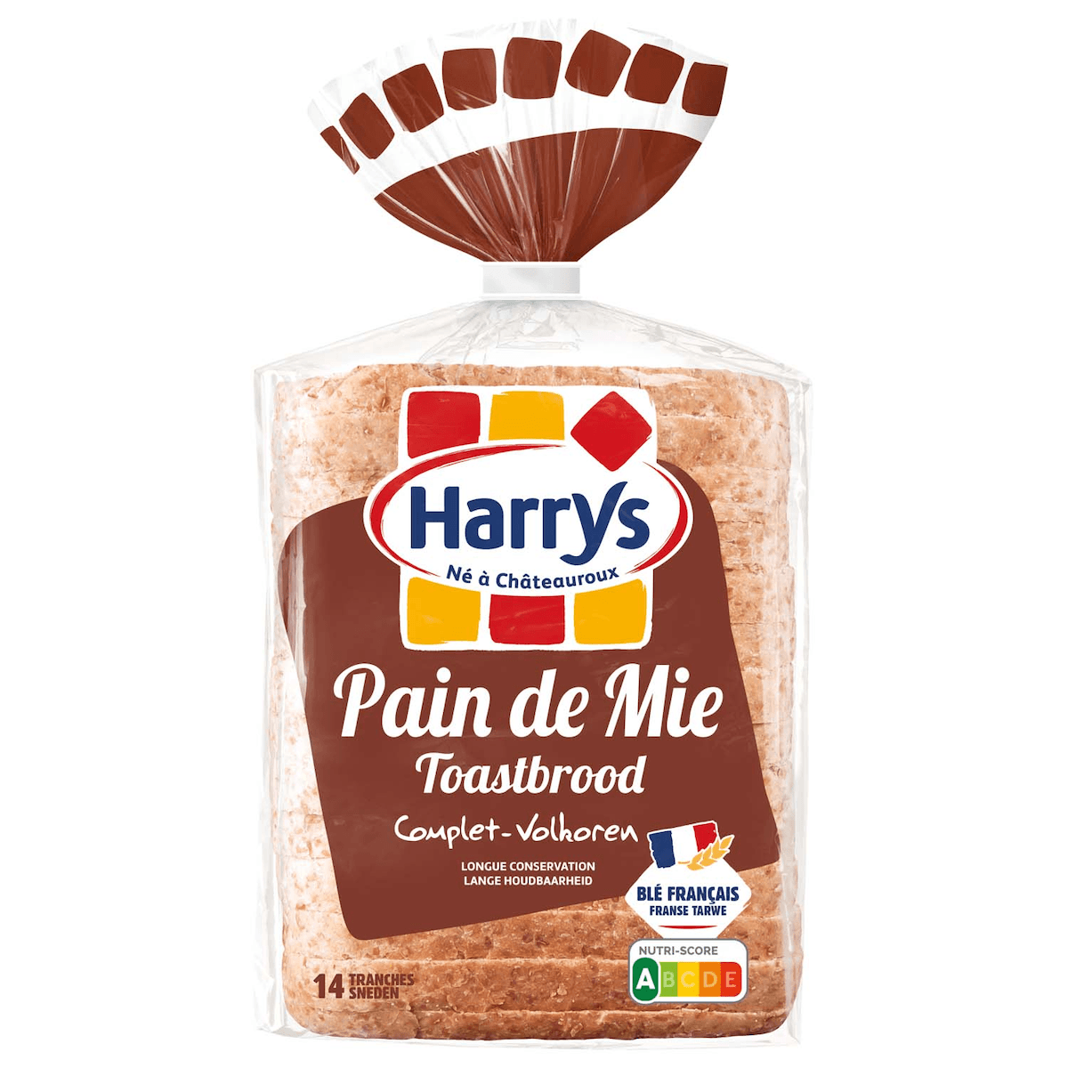 PAIN DE MIE COMPLET LC 12 X 12 - PAQUET DE 14 TRANCHES 600G