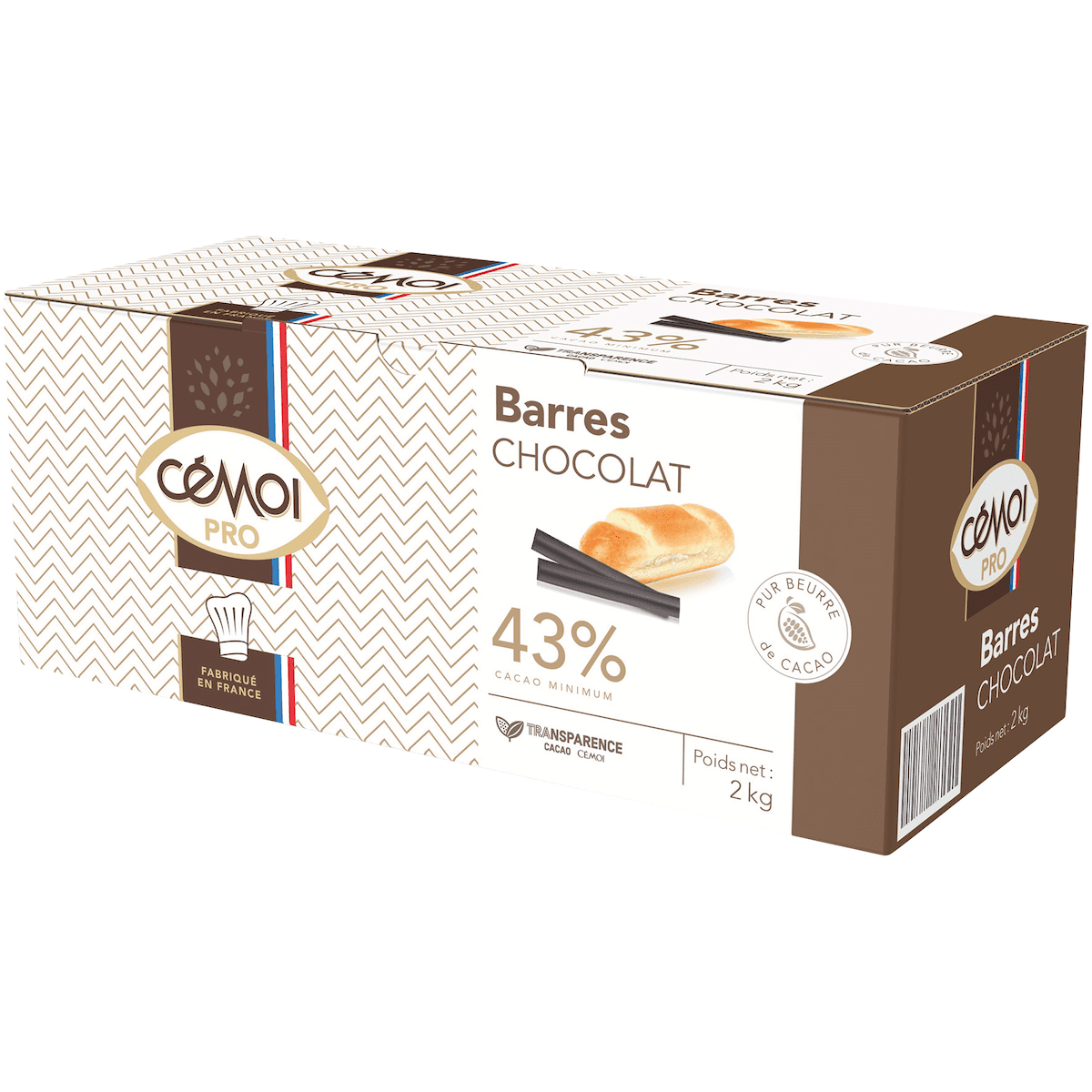 BARRES GOUTER NUES - CHOCOLAT NOIR 43% - BOITE 2KG