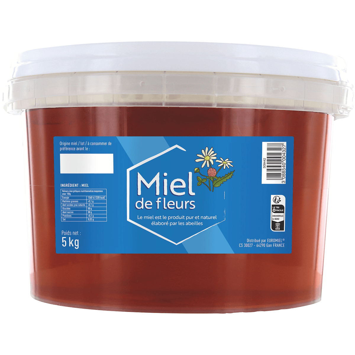 MIEL DE FLEURS LIQUIDE 1ER PRIX SEAU DE 5KG