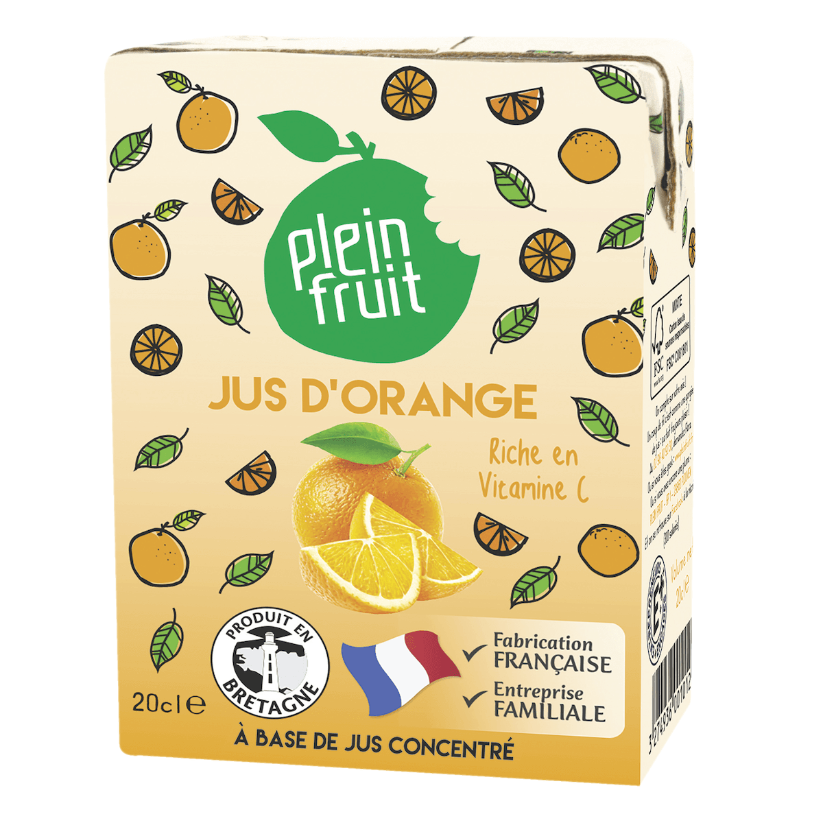 JUS D'ORANGE -6X BRIQUETTE 20CL  AVEC PAILLE