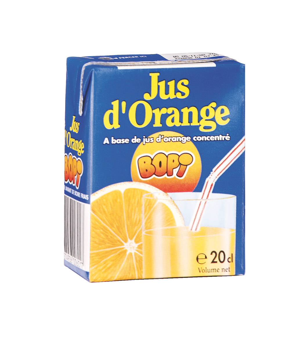 JUS ORANGE A BASE DE CONCENTRE - BRIQUETTE 20CL