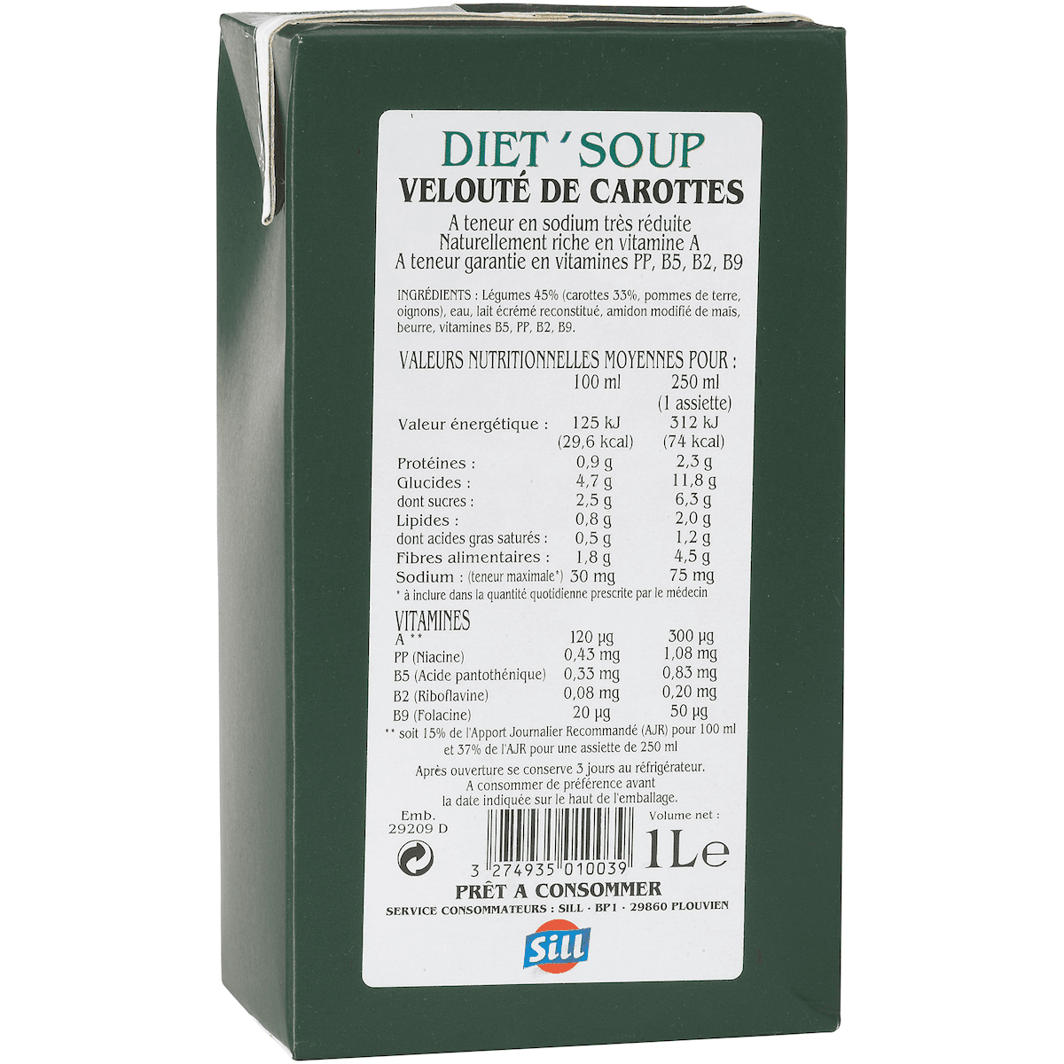 DIET SOUP POTAGE CAROTTES - PKL 1L