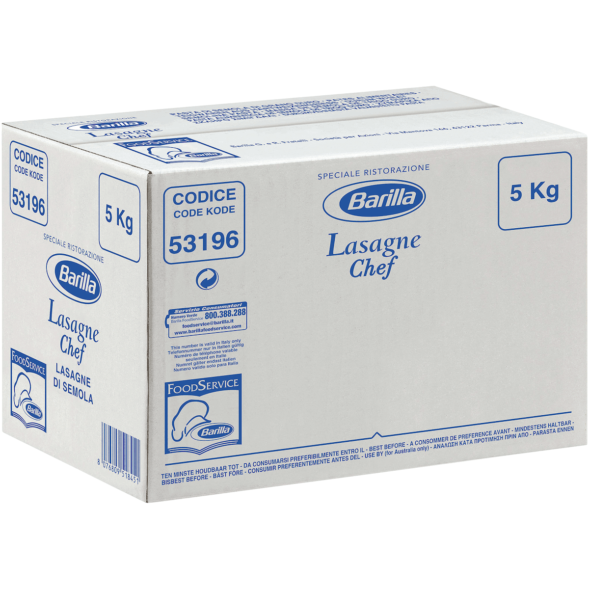 LASAGNE SEMOLA QS  CARTON DE 5KG