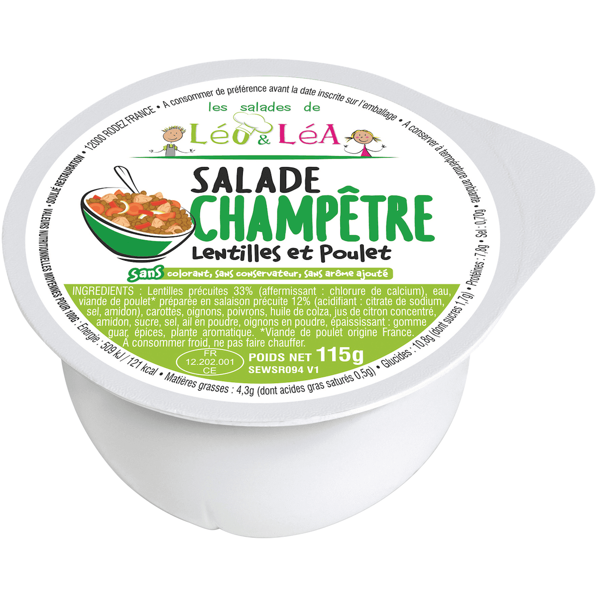 SALADE CHAMPETRE LENTILLES ET POULET 115G