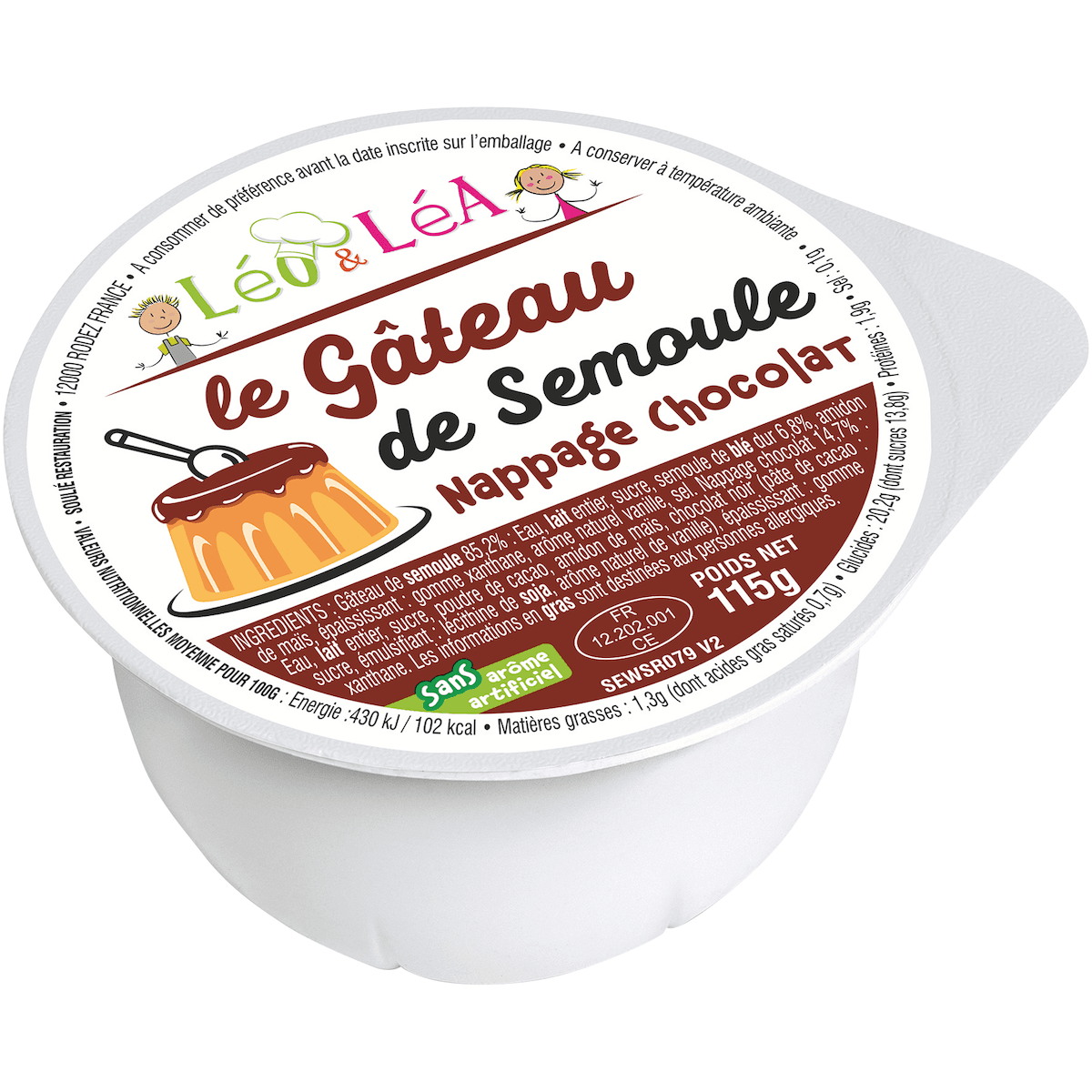 GATEAU DE SEMOULE NAPPAGE CHOCOLAT CPL TRANSP 115G