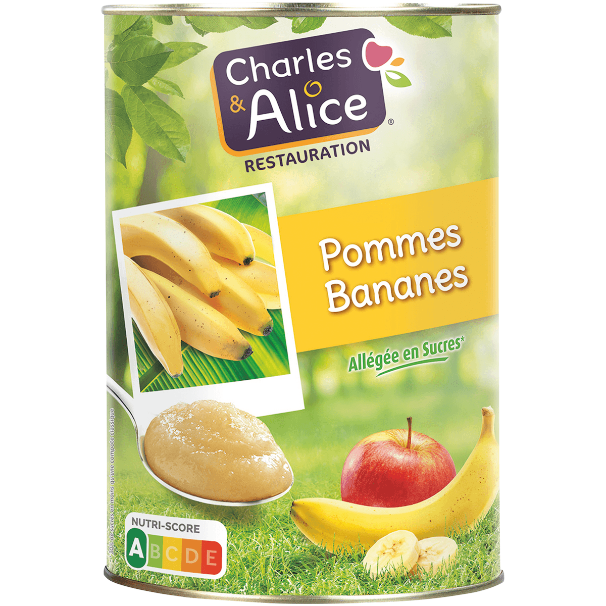 COMPOTE POMME BANANE ALLEGEE EN SUCRES - BOITE 5/1