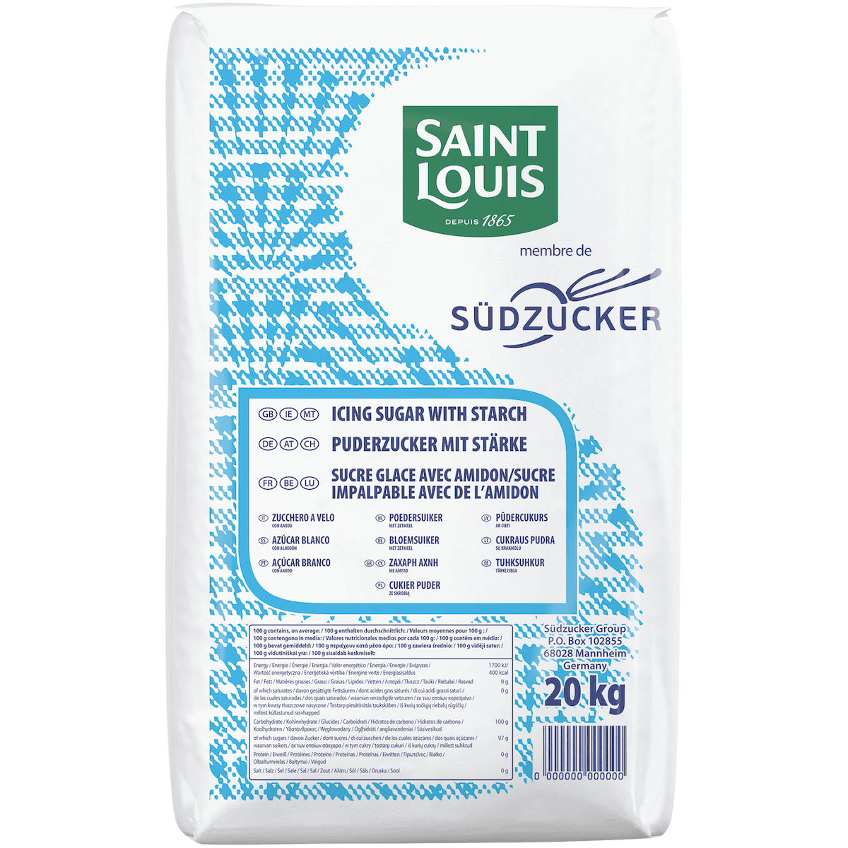 SUCRE GLACE AVEC AMIDON SAC 20KG