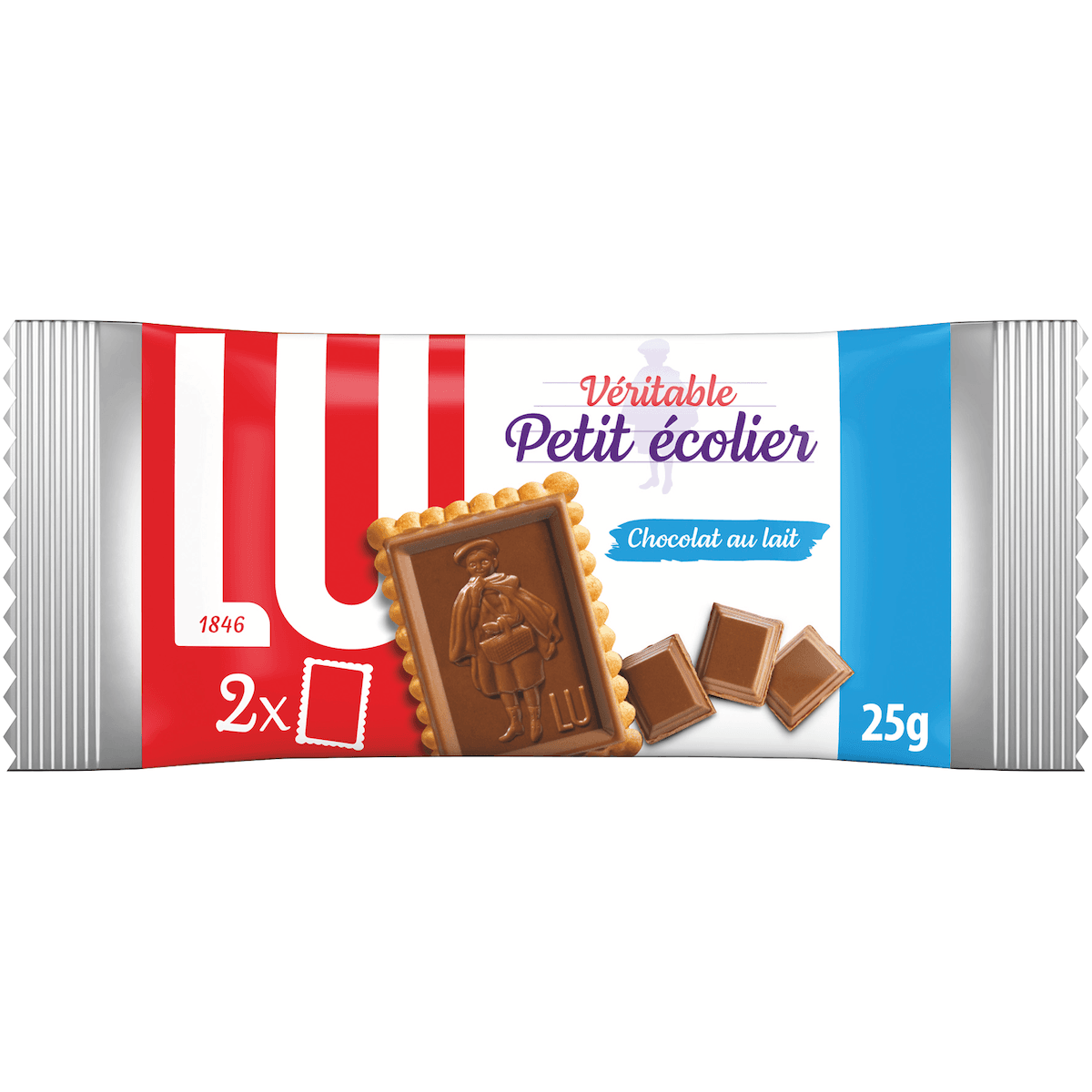 PETIT ECOLIER CHOCOLAT AU LAIT  -COLIS DE 110 LOTS - LE LOT DE 2 DE 25G