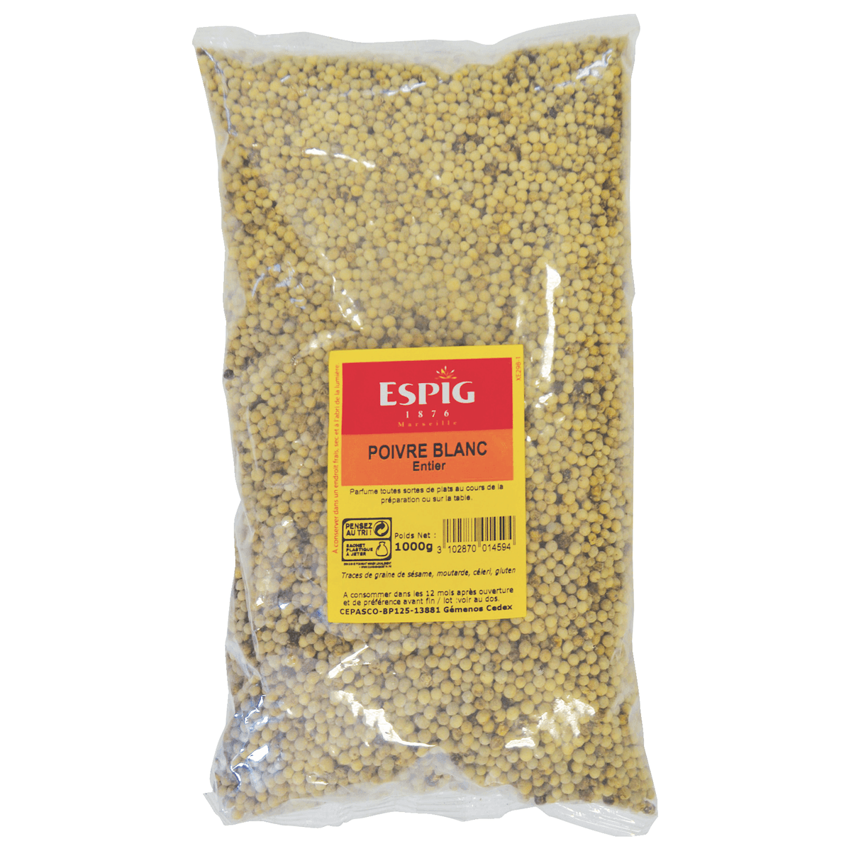 POIVRE BLANC GRAINS - 1KG