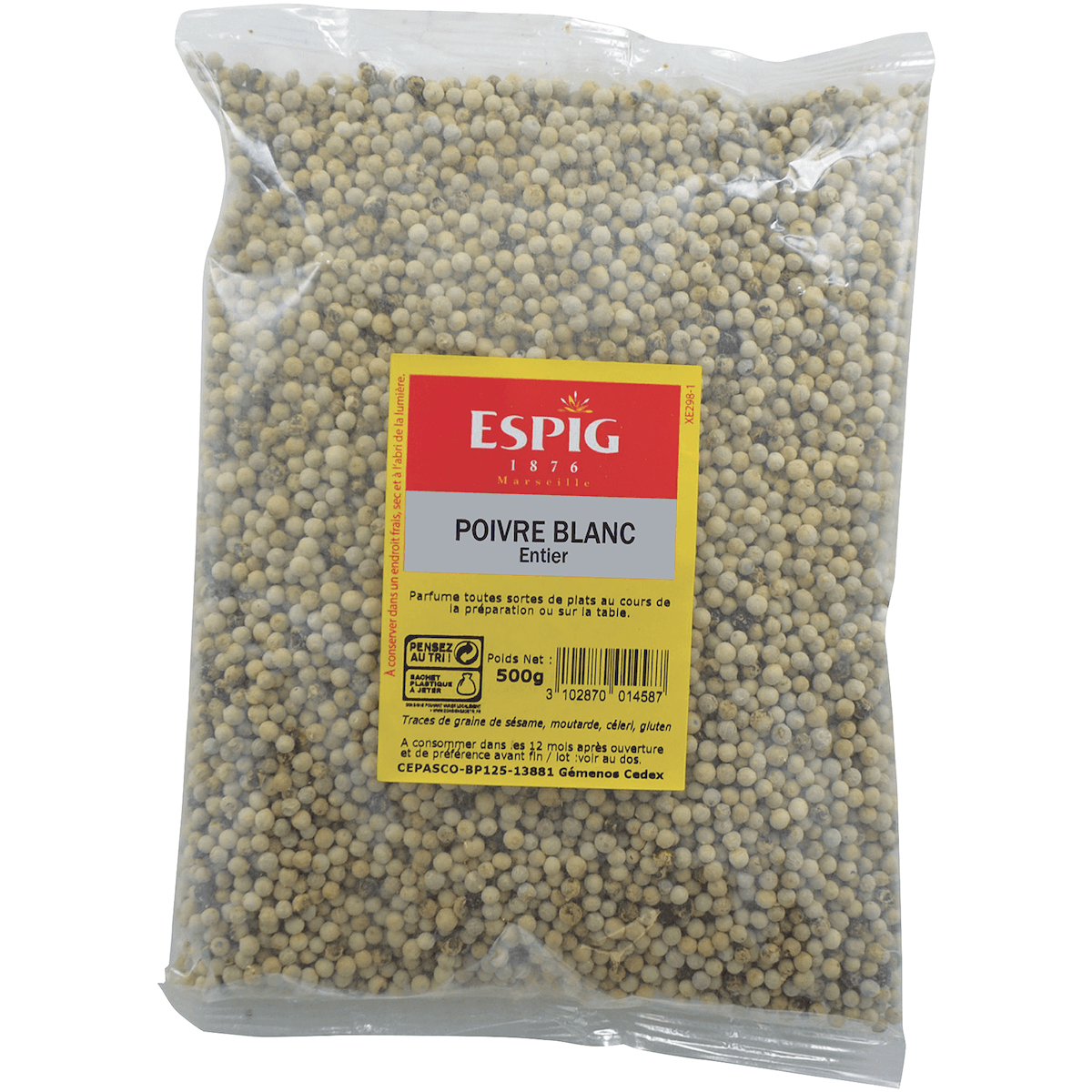 POIVRE BLANC GRAINS - 500G