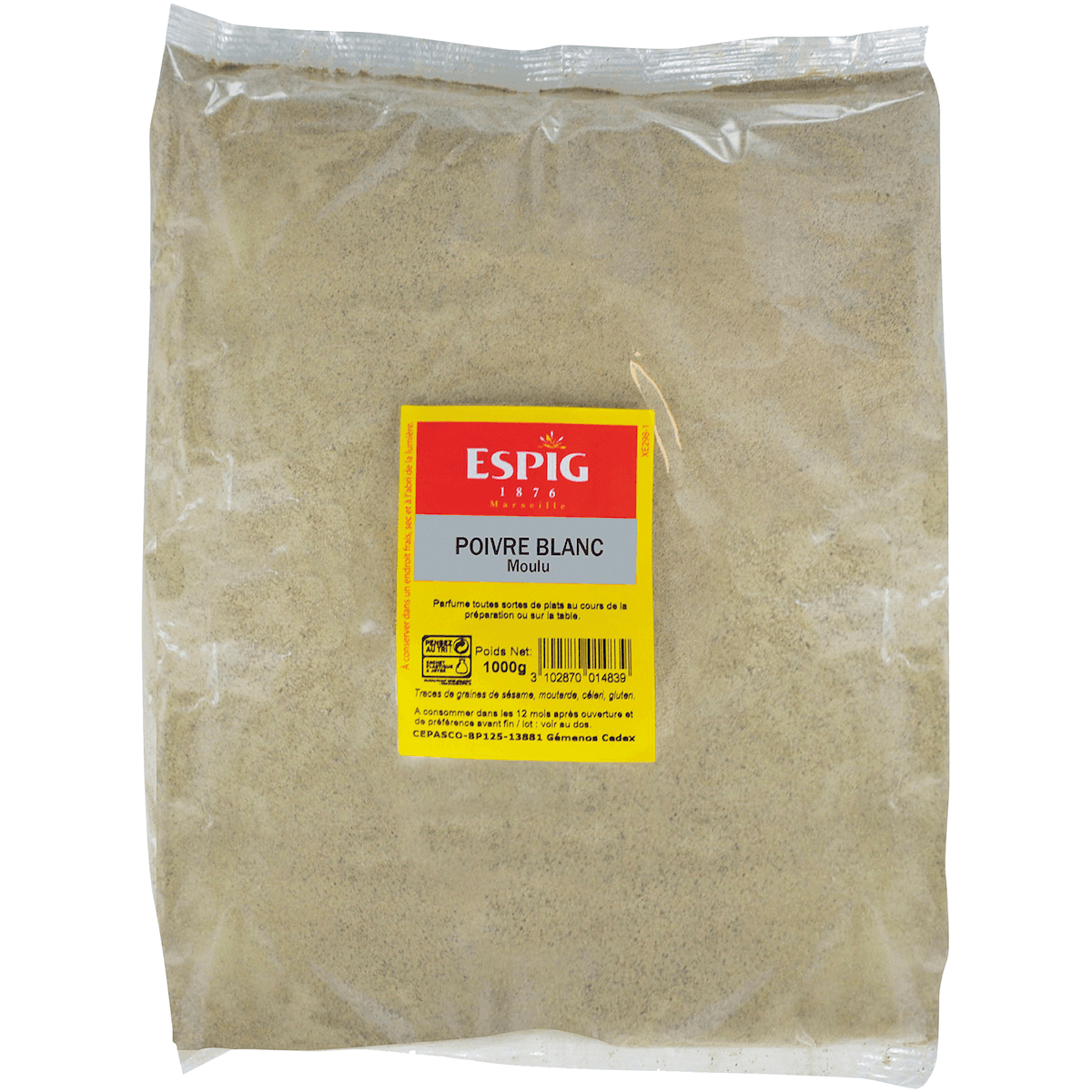 POIVRE BLANC POUDRE - 1KG