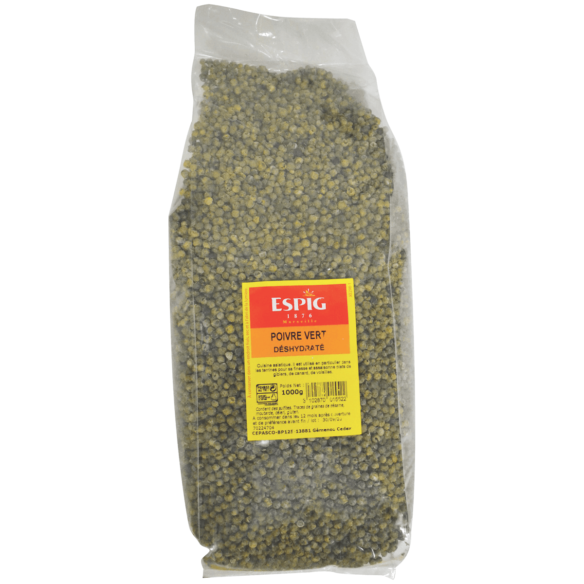 POIVRE VERT DESHYDRATE - 1KG