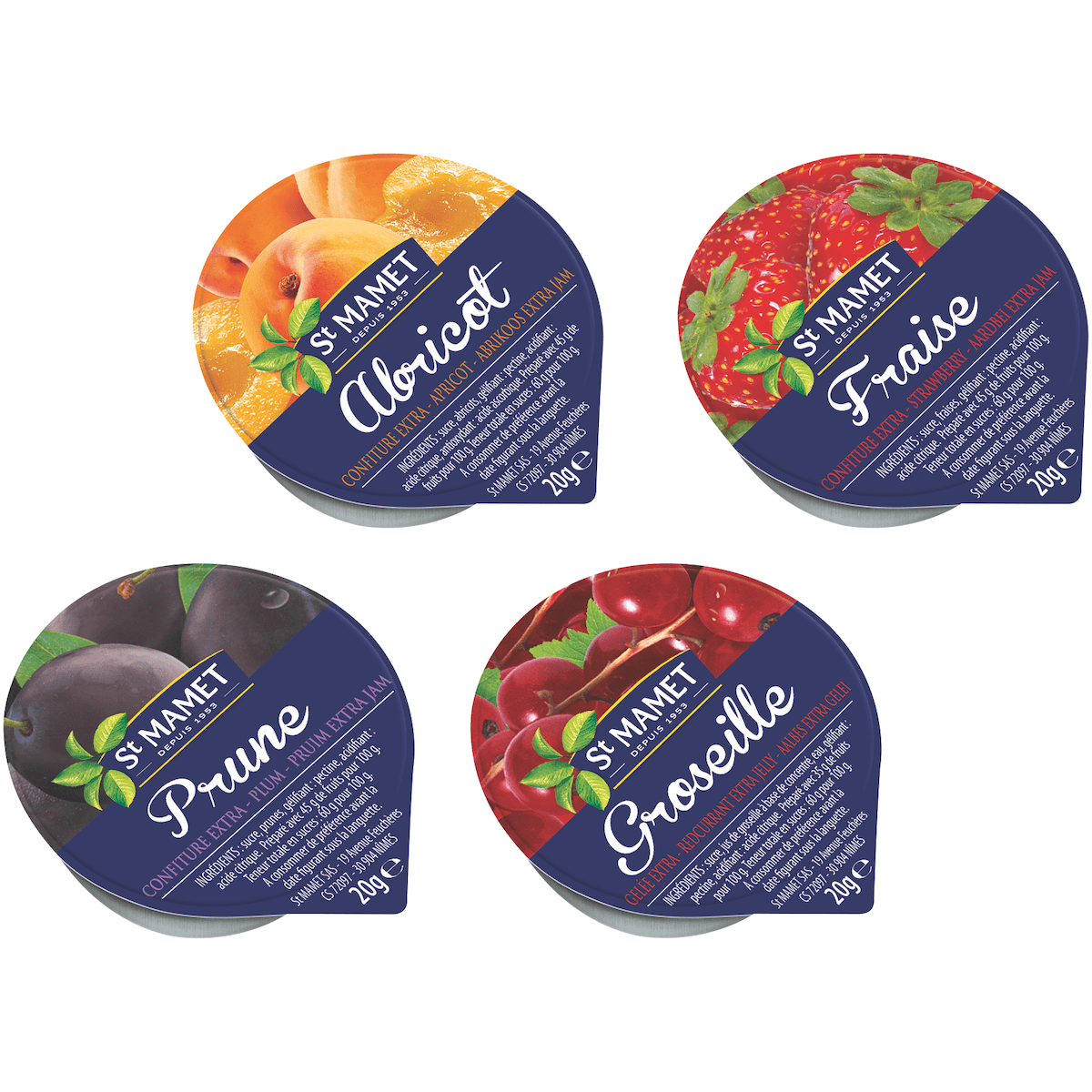 CONFITURES ASSORTIMENTS 4 PARFUMS STANDARD - 120 COUPELLES ALU DE 20G