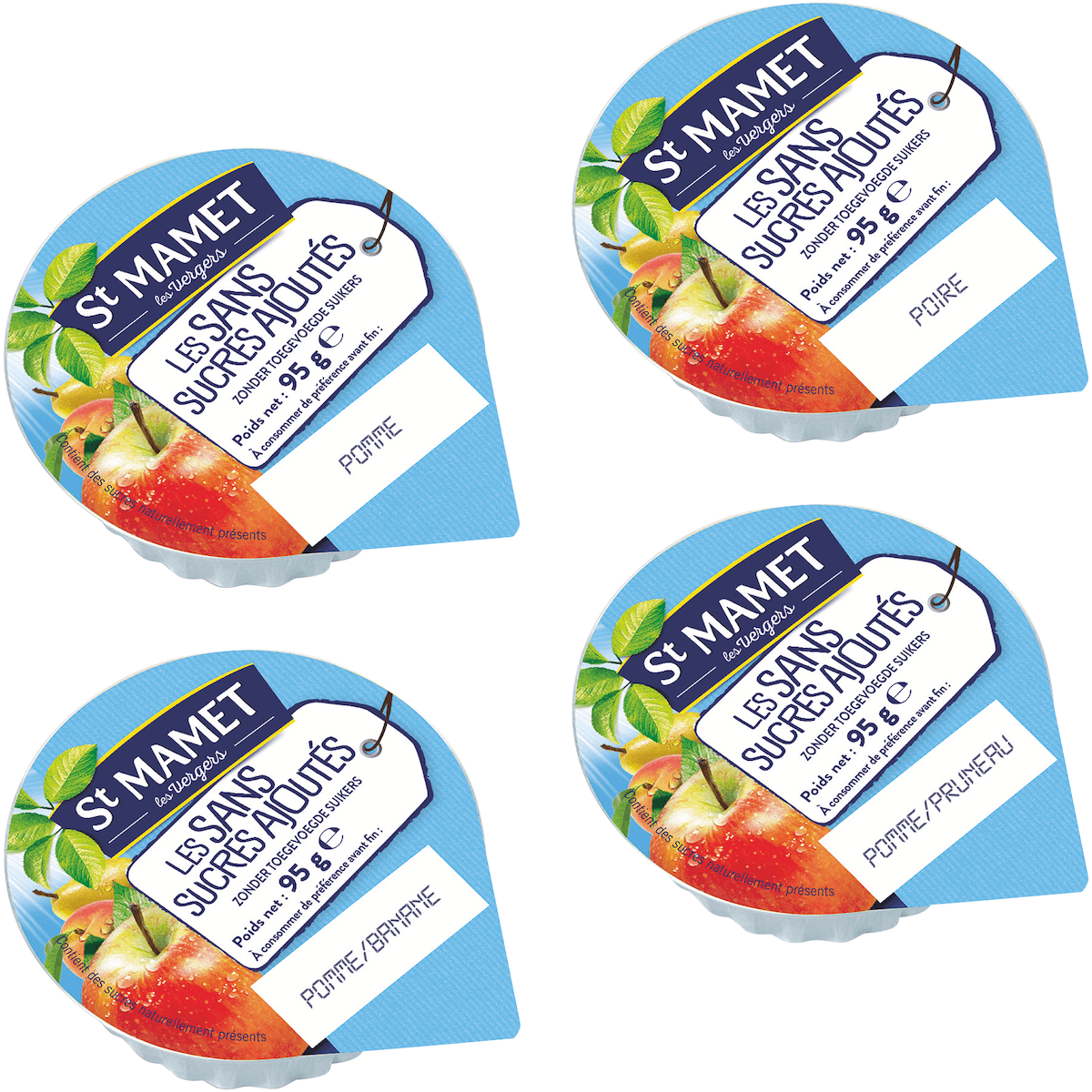 ASSORTIMENT DE 4 PARFUMS DE PUREE DE FRUITS SSA- 120 COUPELLES ALU 95G