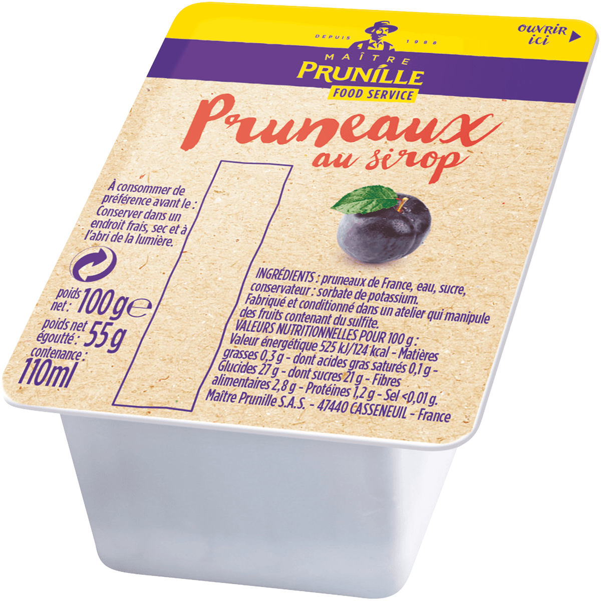 PRUNEAUX AU SIROP - BARQUETTE 100G