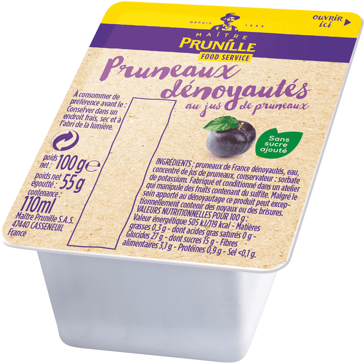 PRUNEAUX DENOYAUTES JUS PRUNEAU SANS SUCRE AJOUTE - BARQUETTE 100G