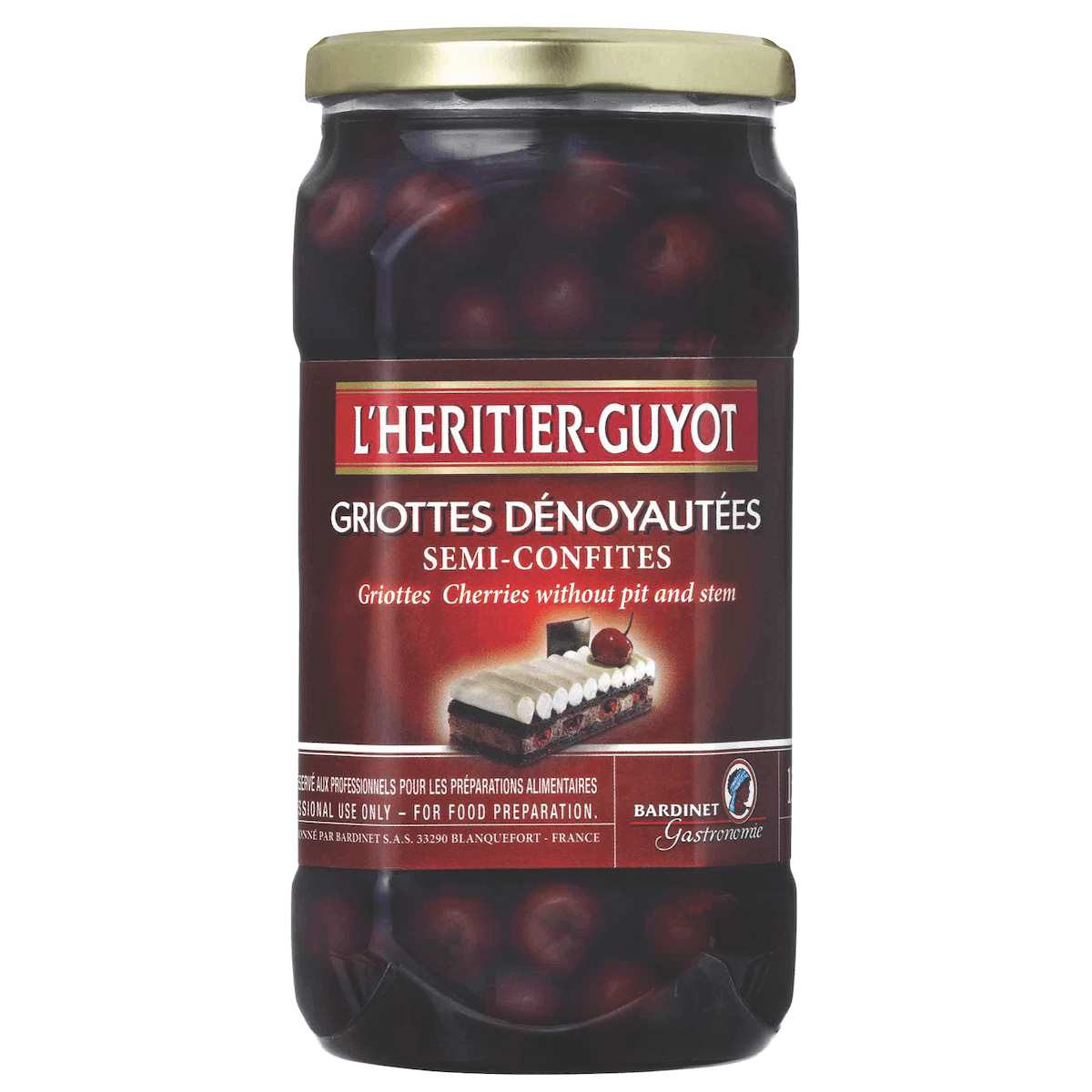 GRIOTTES DENOYAUTEES 15%VOL BOUTEILLE 1L CERISES À L'EAU DE VIE