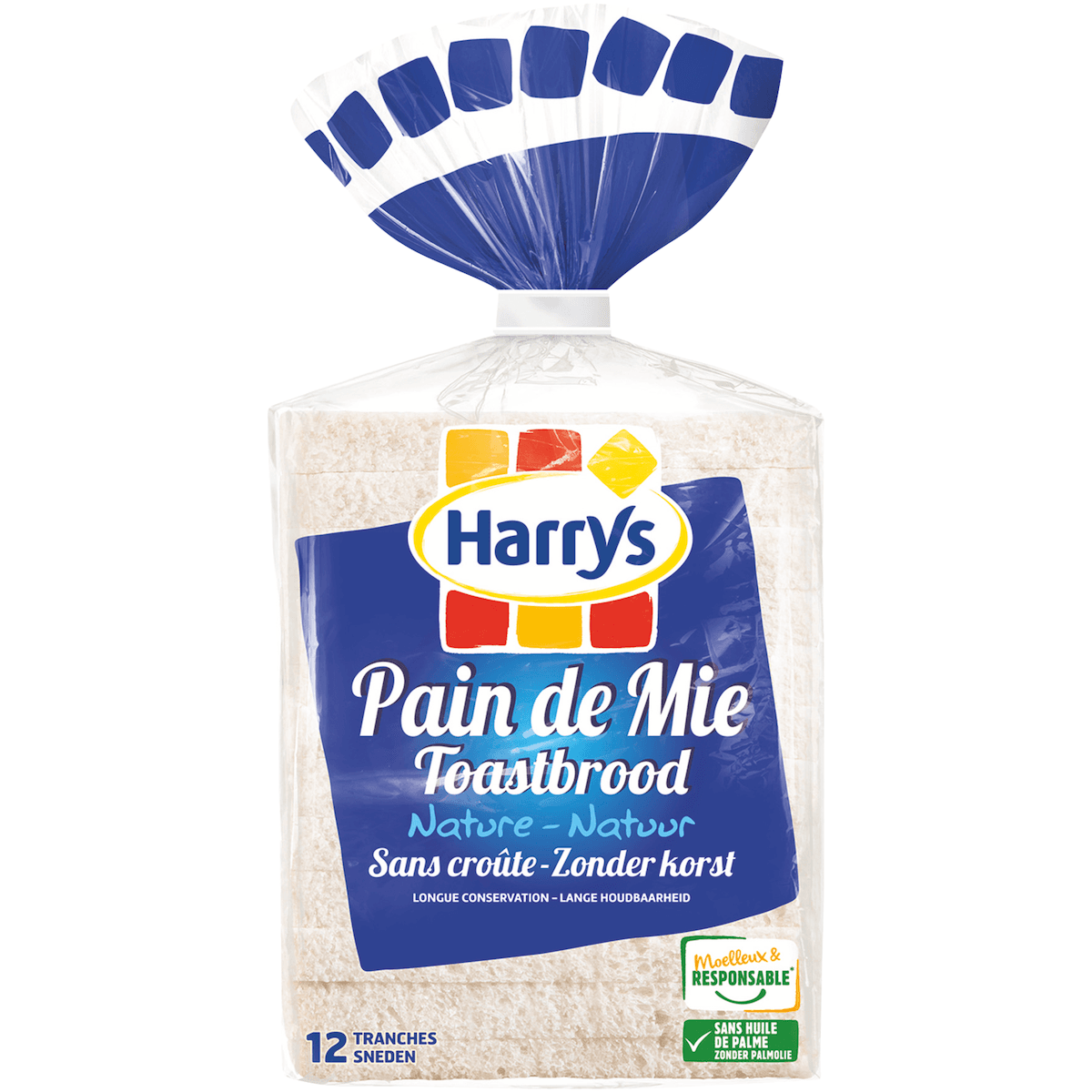 PAIN DE MIE SANS CROUTE 12 X 12  - PAQUET DE 12 TRANCHES 500G