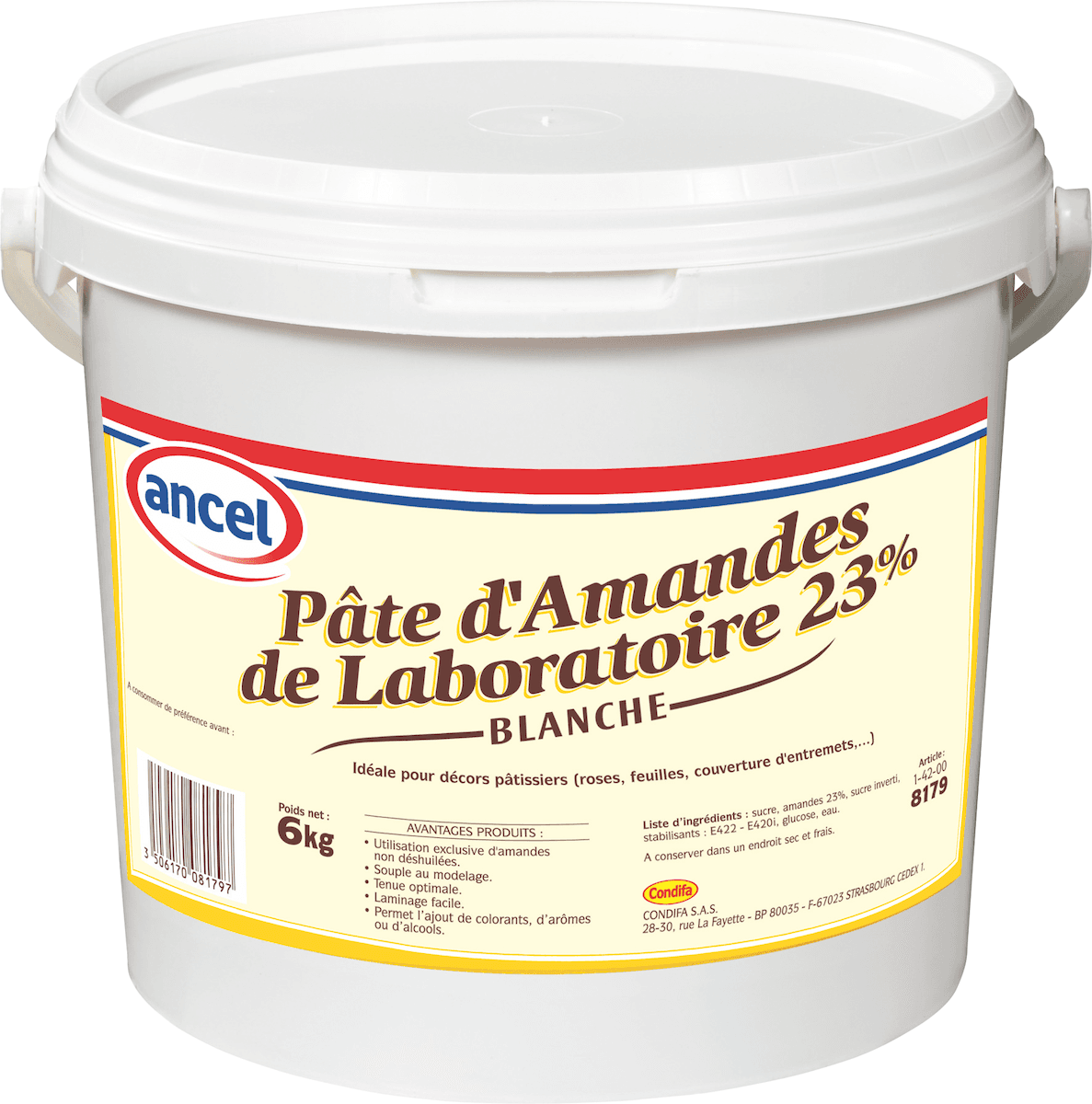 PATE D'AMANDES BLANCHE 23% SEAU 6KG