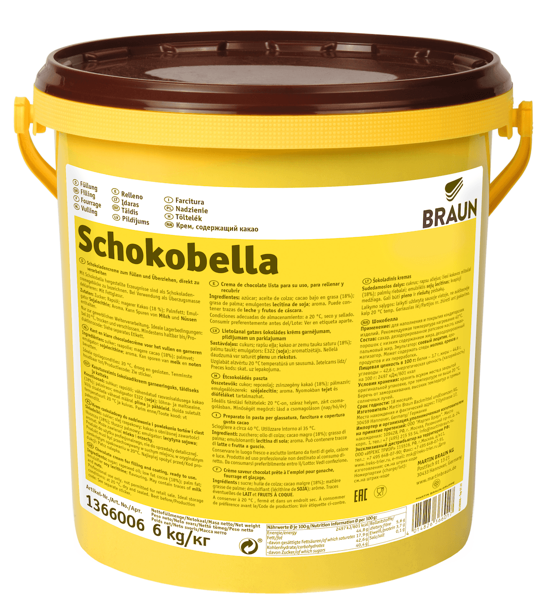 SCHOKOBELLA GANACHE CHOCOLAT SEAU 6KG
