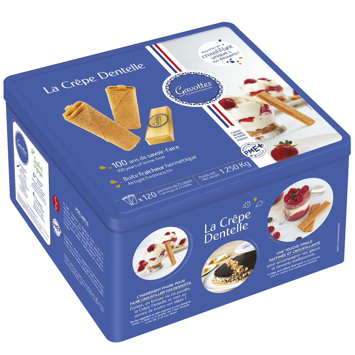 CREPE DENTELLE NATURE BOITE METAL 120 PORTIONS DE 2