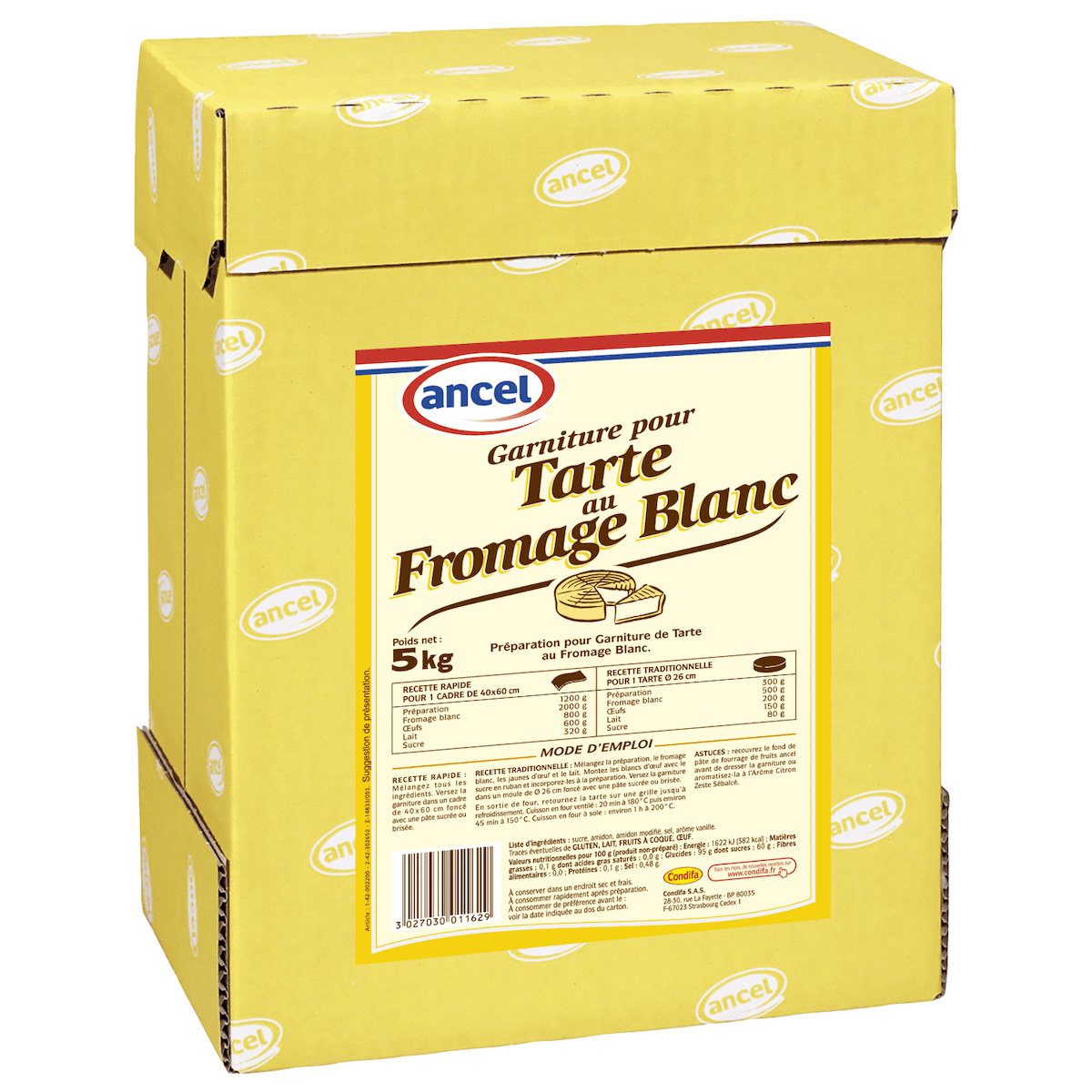 PREPARATION GARNITURE TARTE FROMAGE BLANC CARTON 5KG