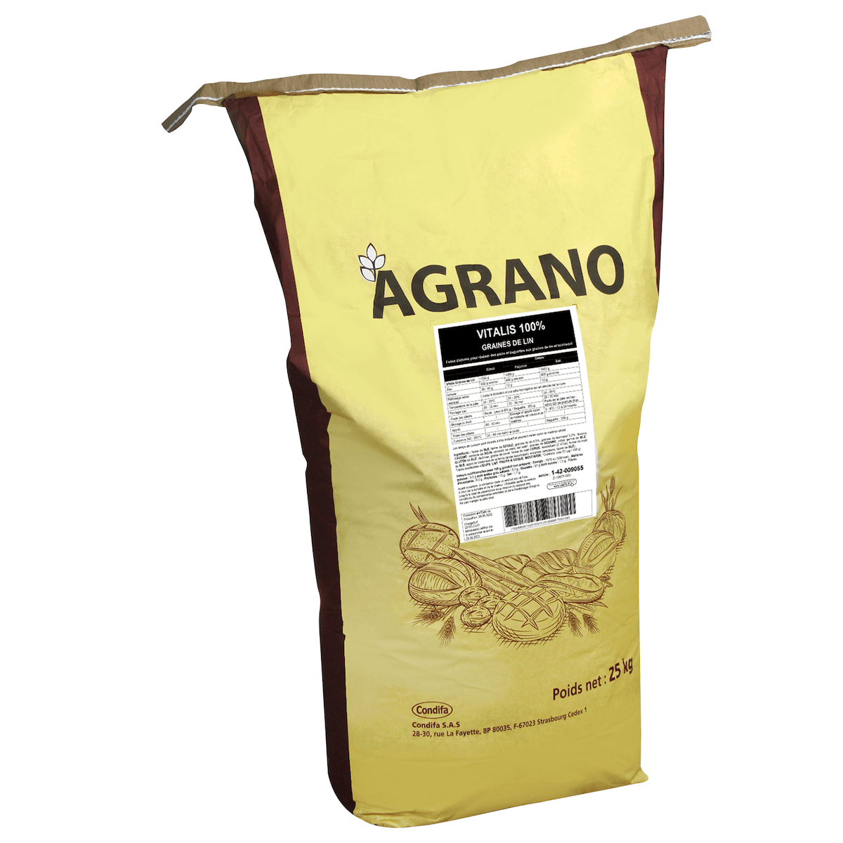 MIX A PAIN 100%  VITALIS GRAINES DE LIN SAC 25KG