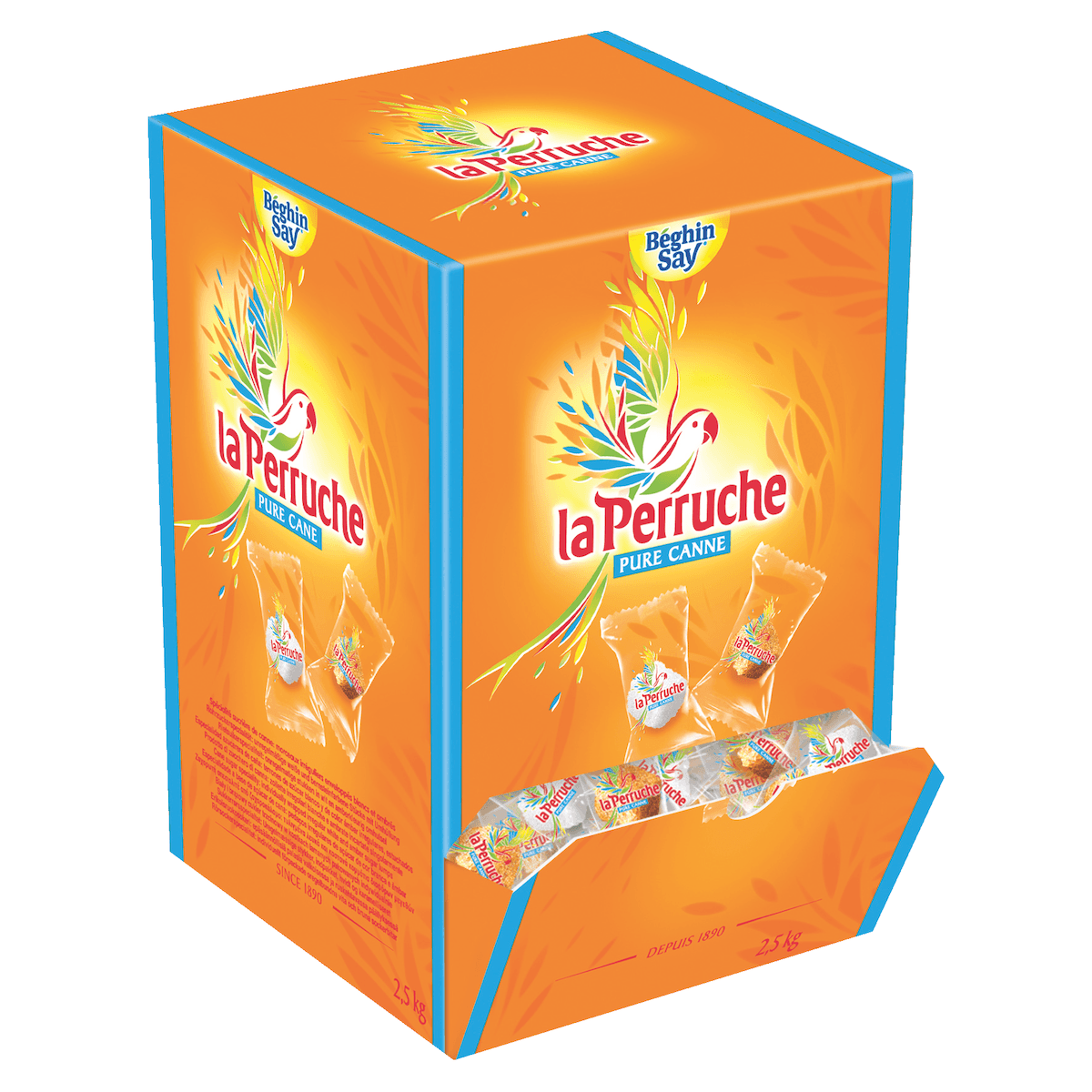 SUCRE MORCEAUX LA PERRUCHE ENVELOPPES CARTON 2,5KG - AMBRE/BLANC