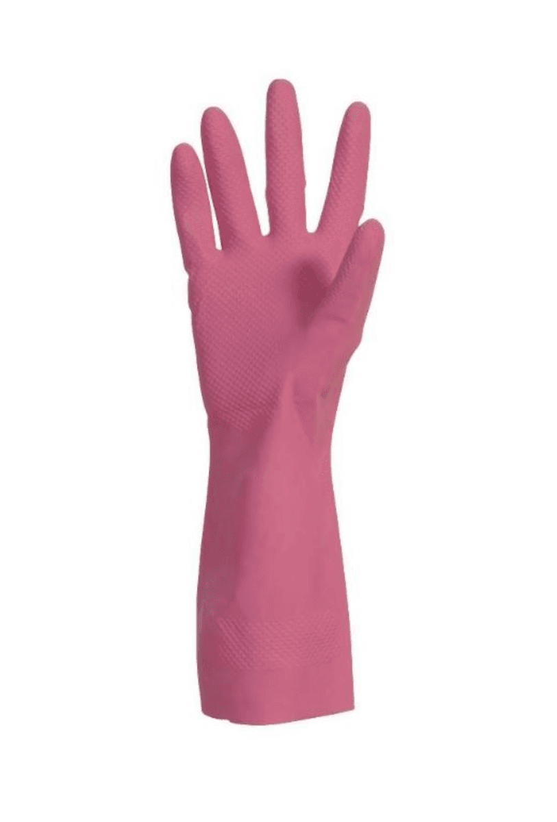 GANT DE MENAGE LATEX ROSE FLOCKE COTON - TAILLE L