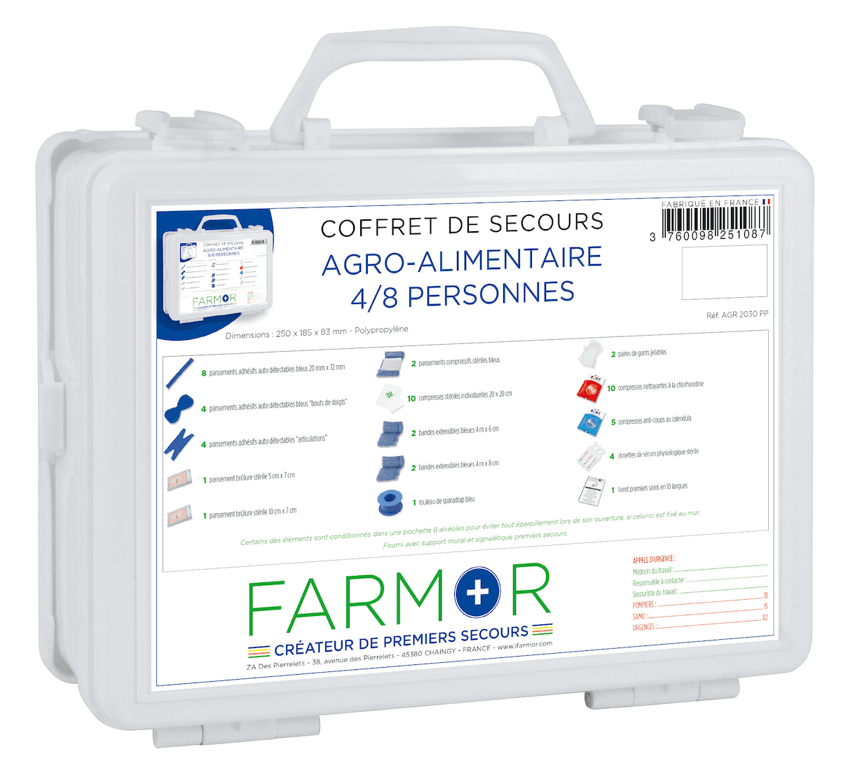 COFFRET DE SECOURS AGRO ALIMENTAIRE 4/8 PERSONNES