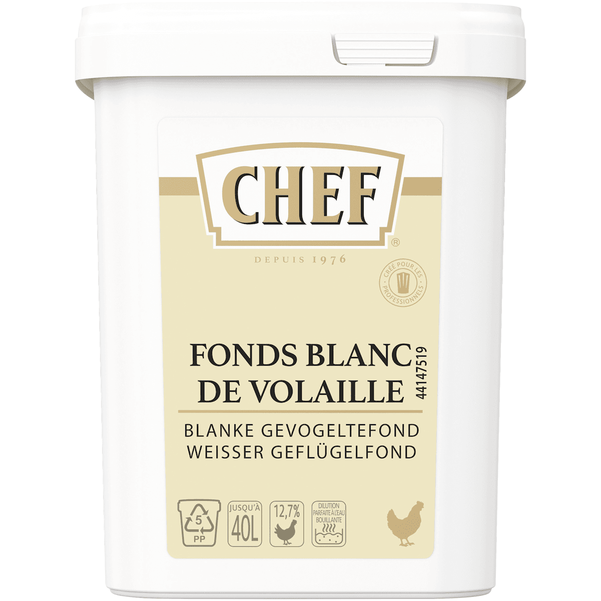 FONDS BLANC VOLAILLE - BOITE 800G POUR 20L A 40L