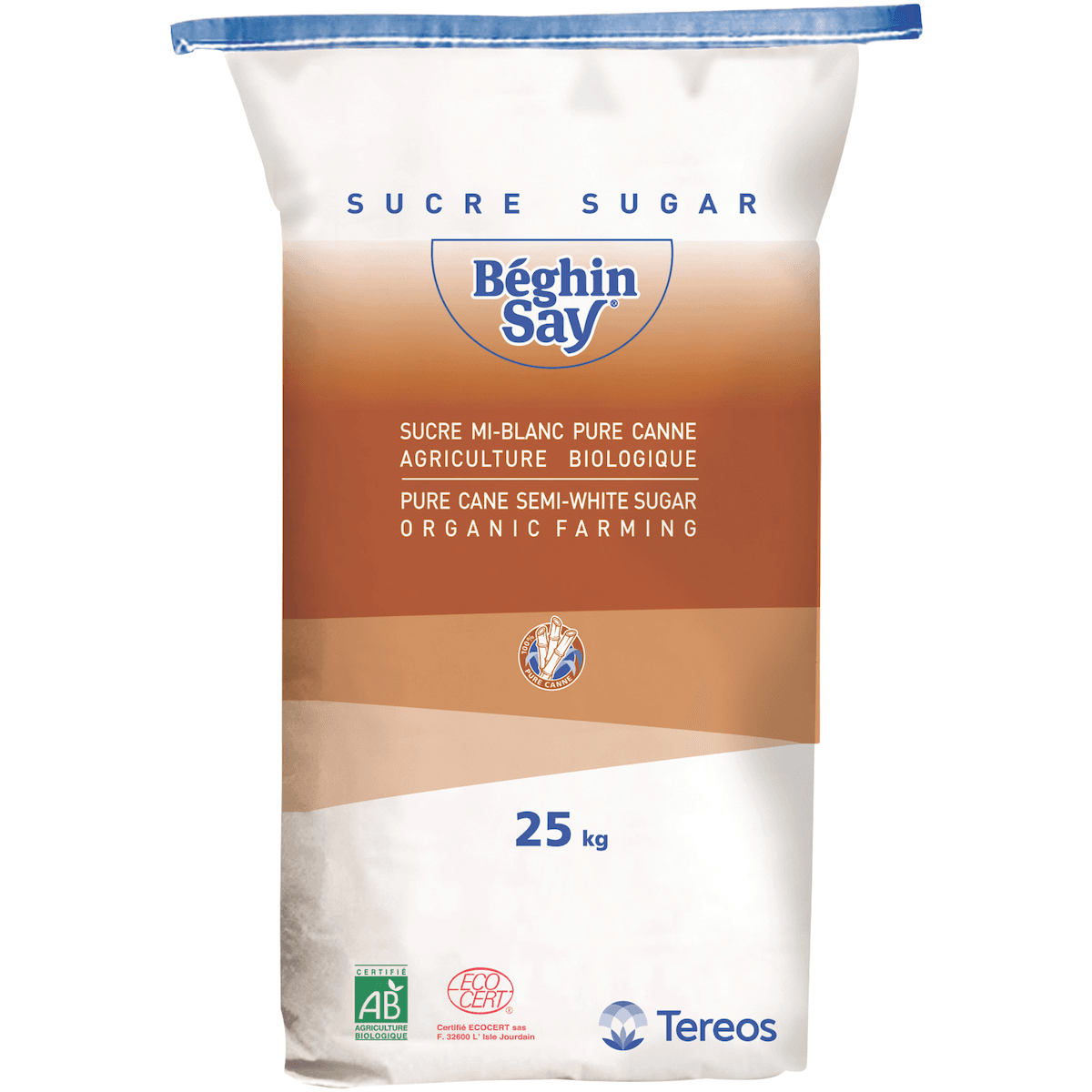 SUCRE PUR CANNE AGRICULTURE BIOLOGIQUE SAC DE 25KG