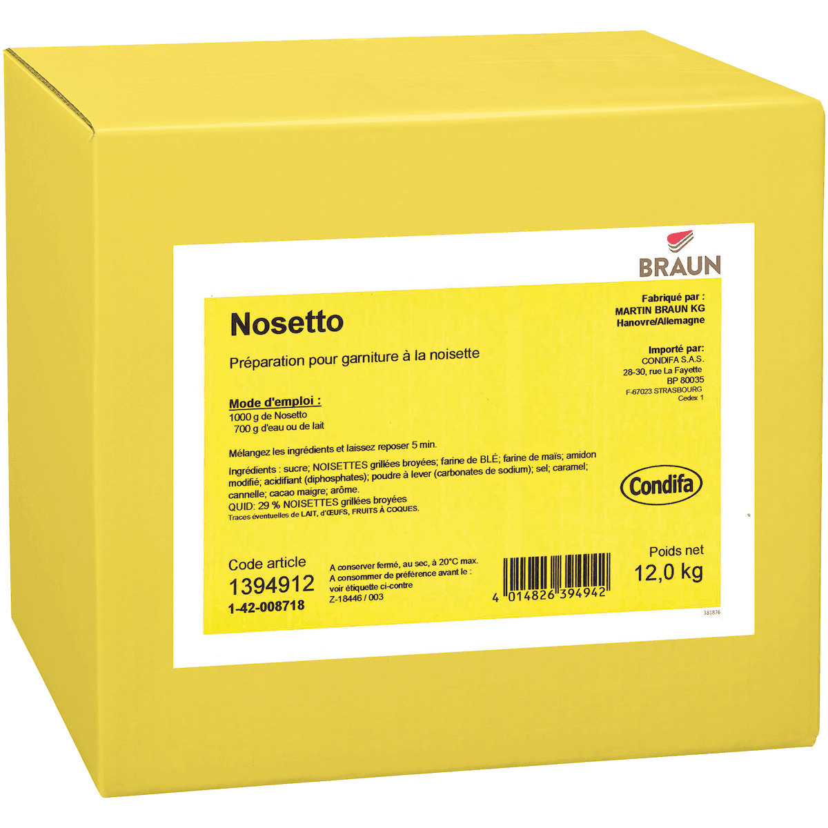 NOSETTO PREPARATION POUR FOURRAGE NOISETTE CARTON DE 12 KG