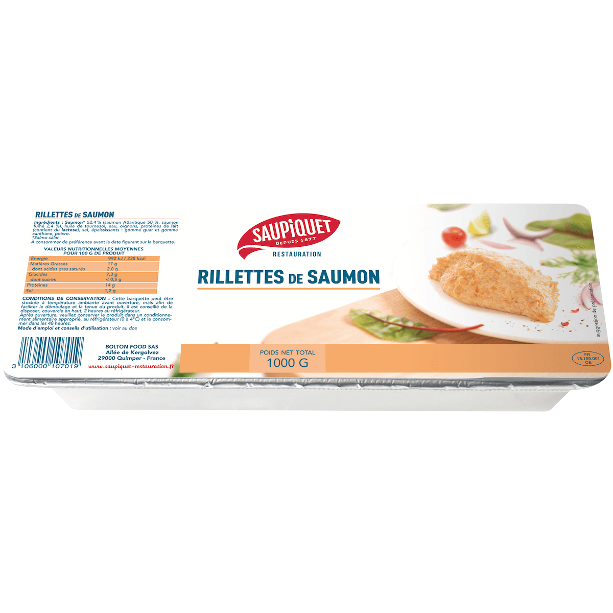 RILLETTES DE SAUMON BARQUETTE 1 KG
