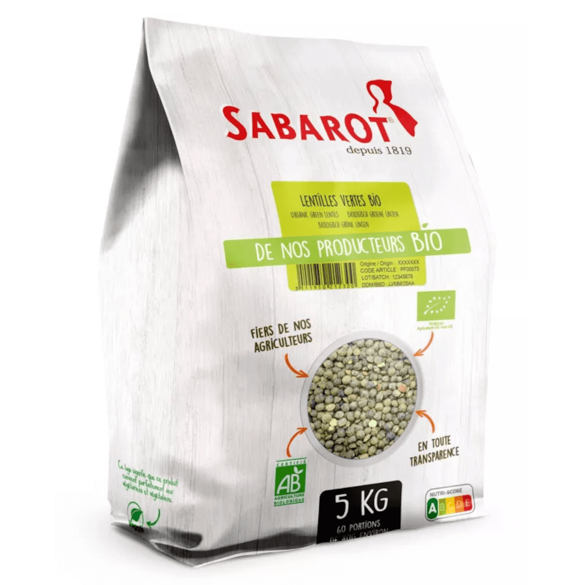 LENTILLES VERTES BIO - SAC 5KG
