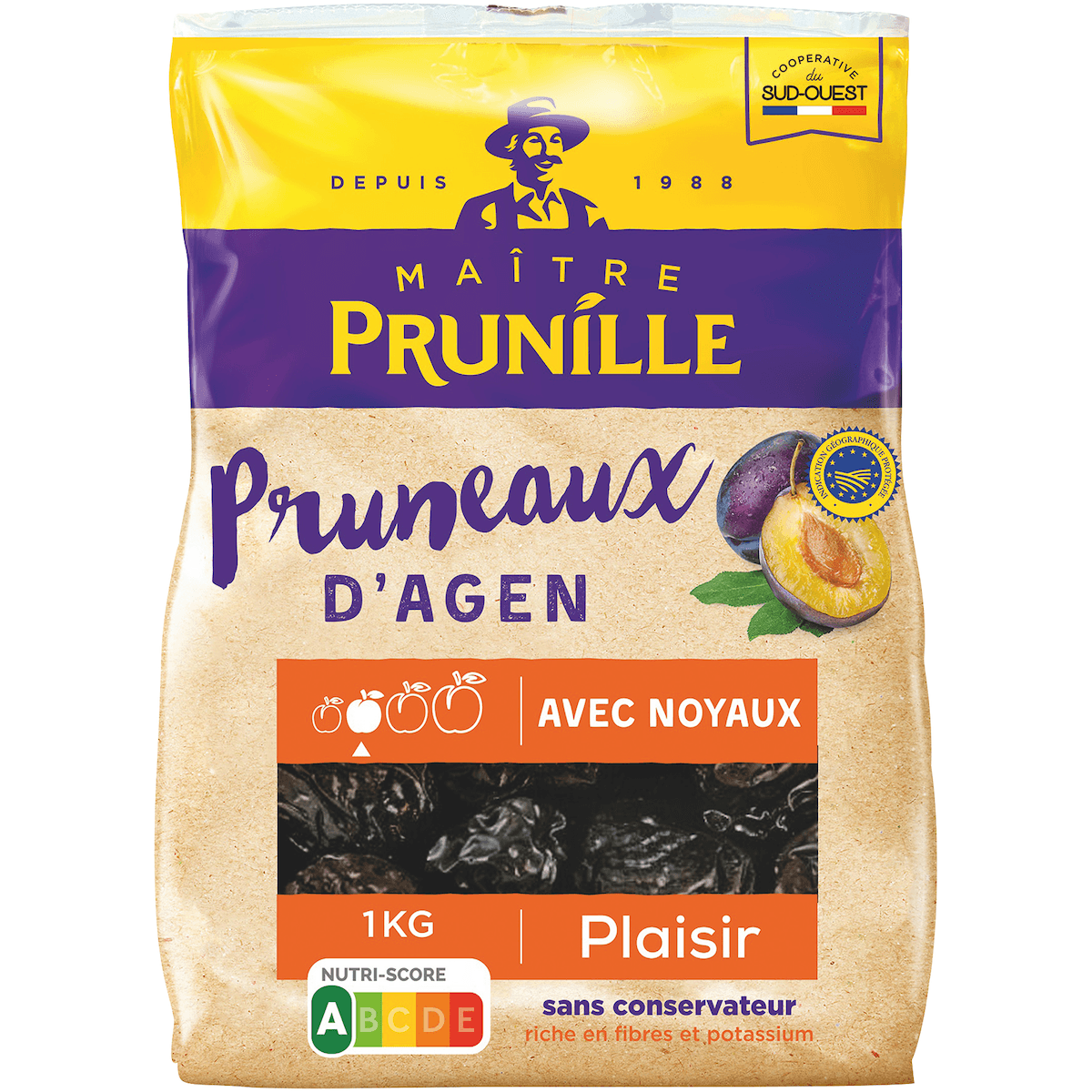 PRUNEAUX D'AGEN GEANT 33/44 AVEC NOYAU SC 35%- 1KG