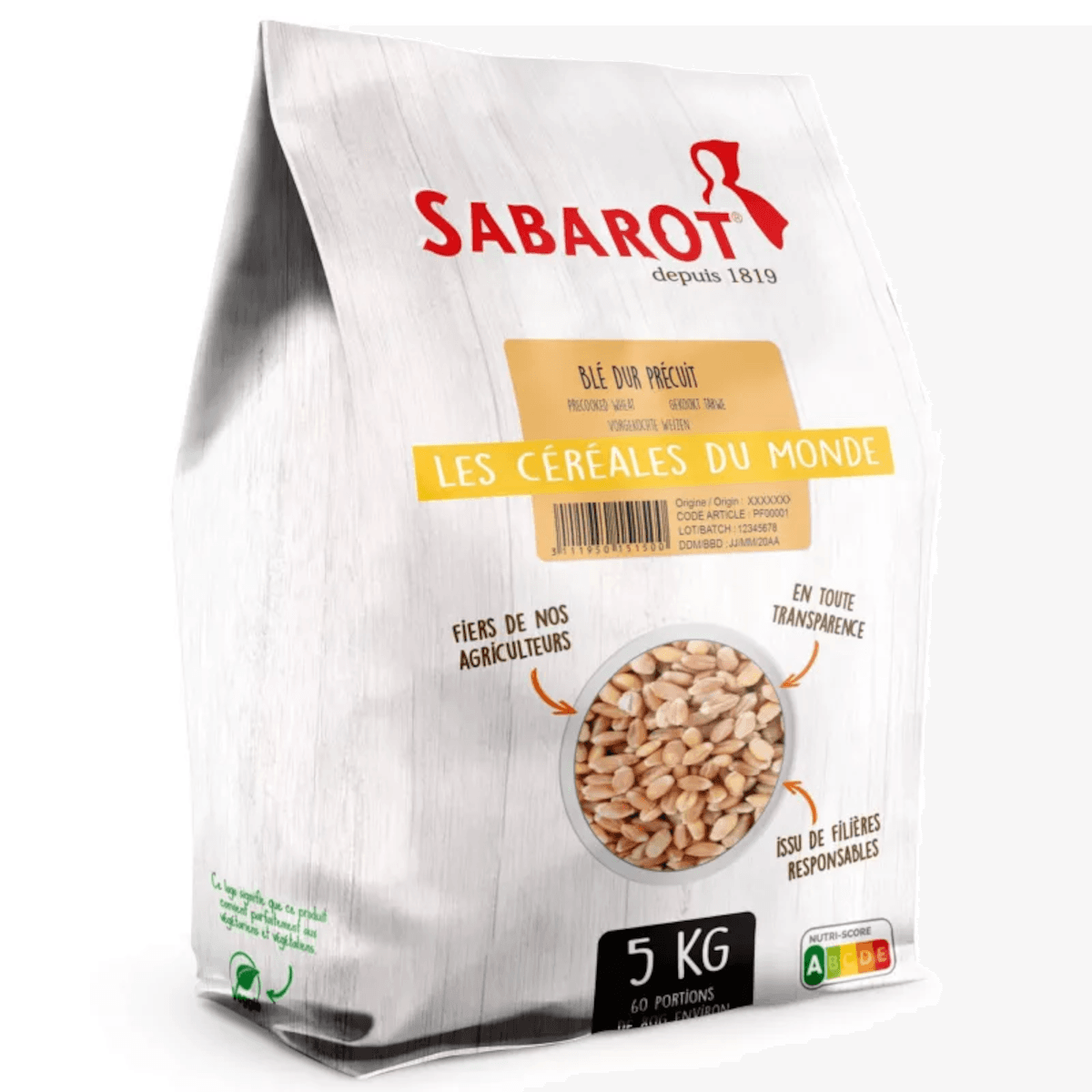 GRAINS DE BLE DUR PRECUIT 10MIN - SAC 5KG