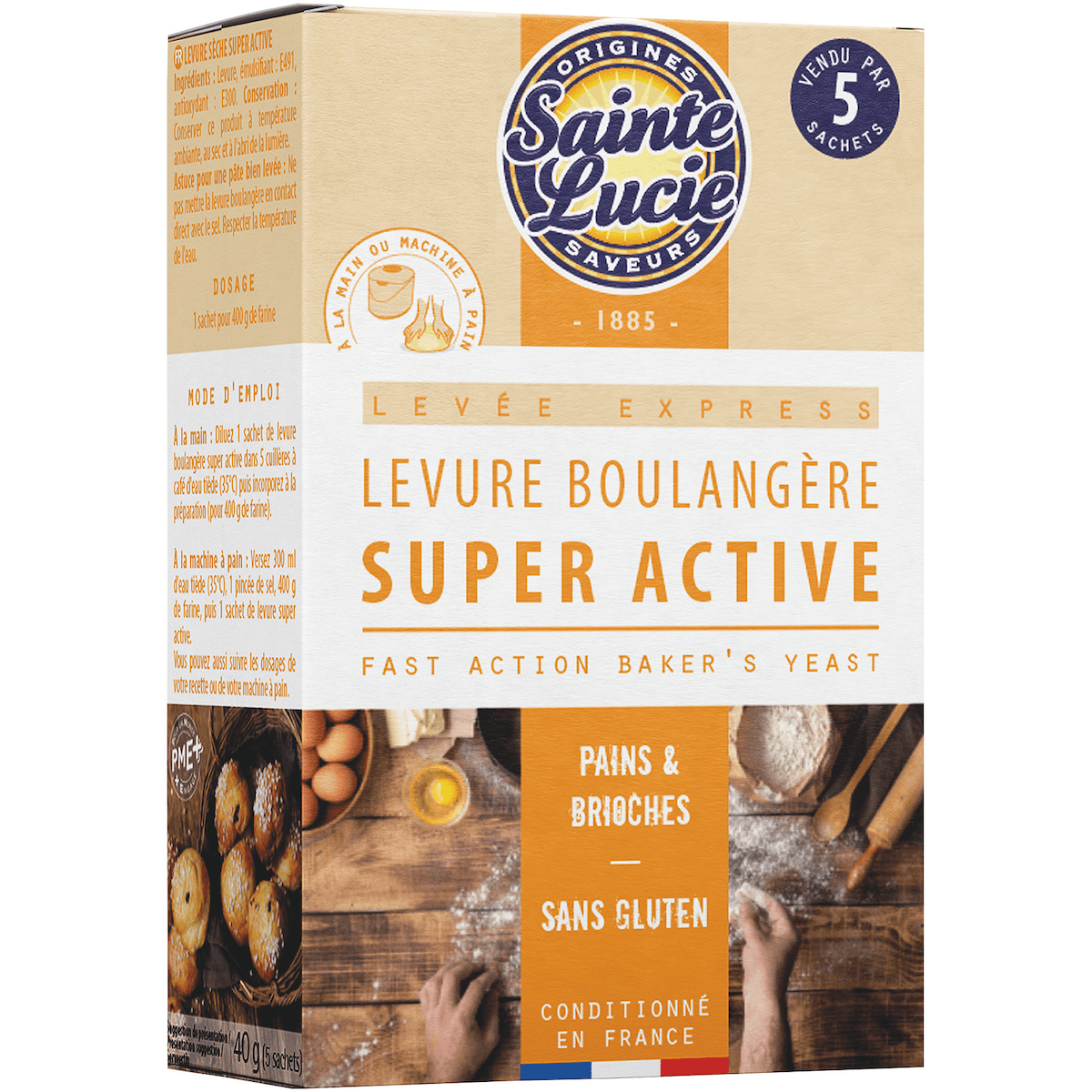 LEVURE DE BOULANGERIE SUPER ACTIVE 5 SACHETS DE 8G