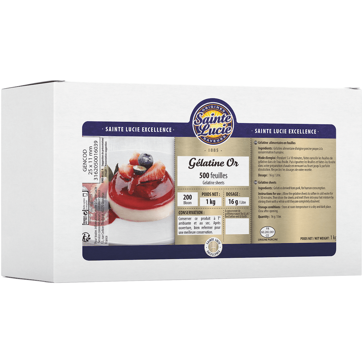 GELATINE 500 FEUILLES 200 BLOOMS 1KG