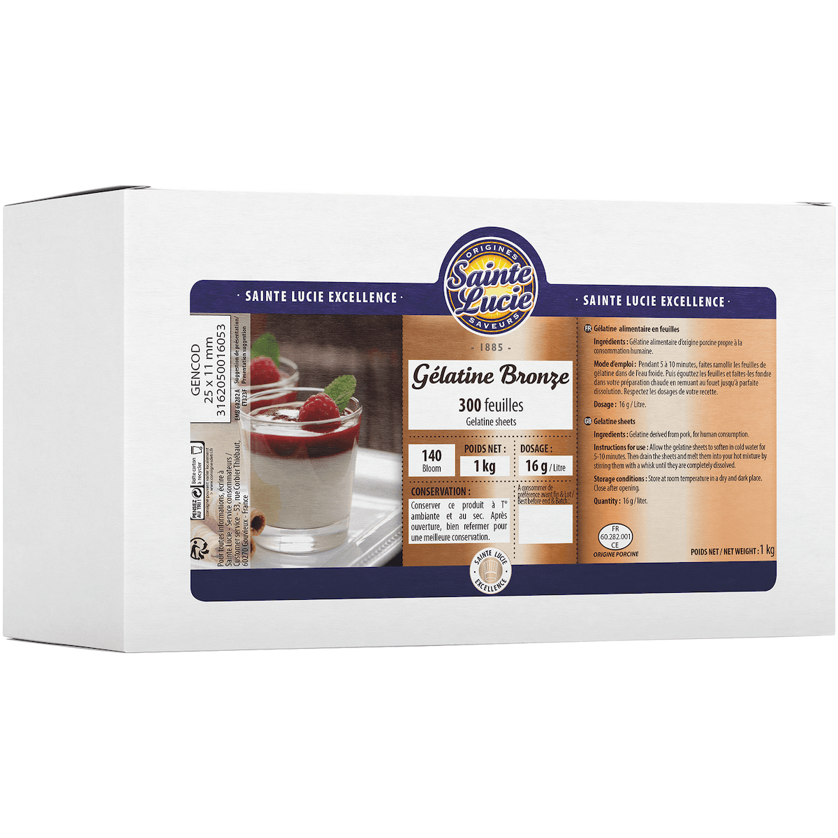 GELATINE 300 FEUILLES 140 BLOOMS 1KG