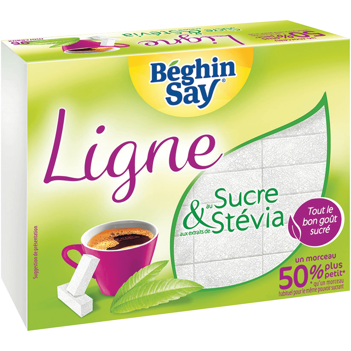 LIGNE MORCEAUX BLANCS AUX EXTRAITS DE PLANTES DE STEVIA BOITE 250G