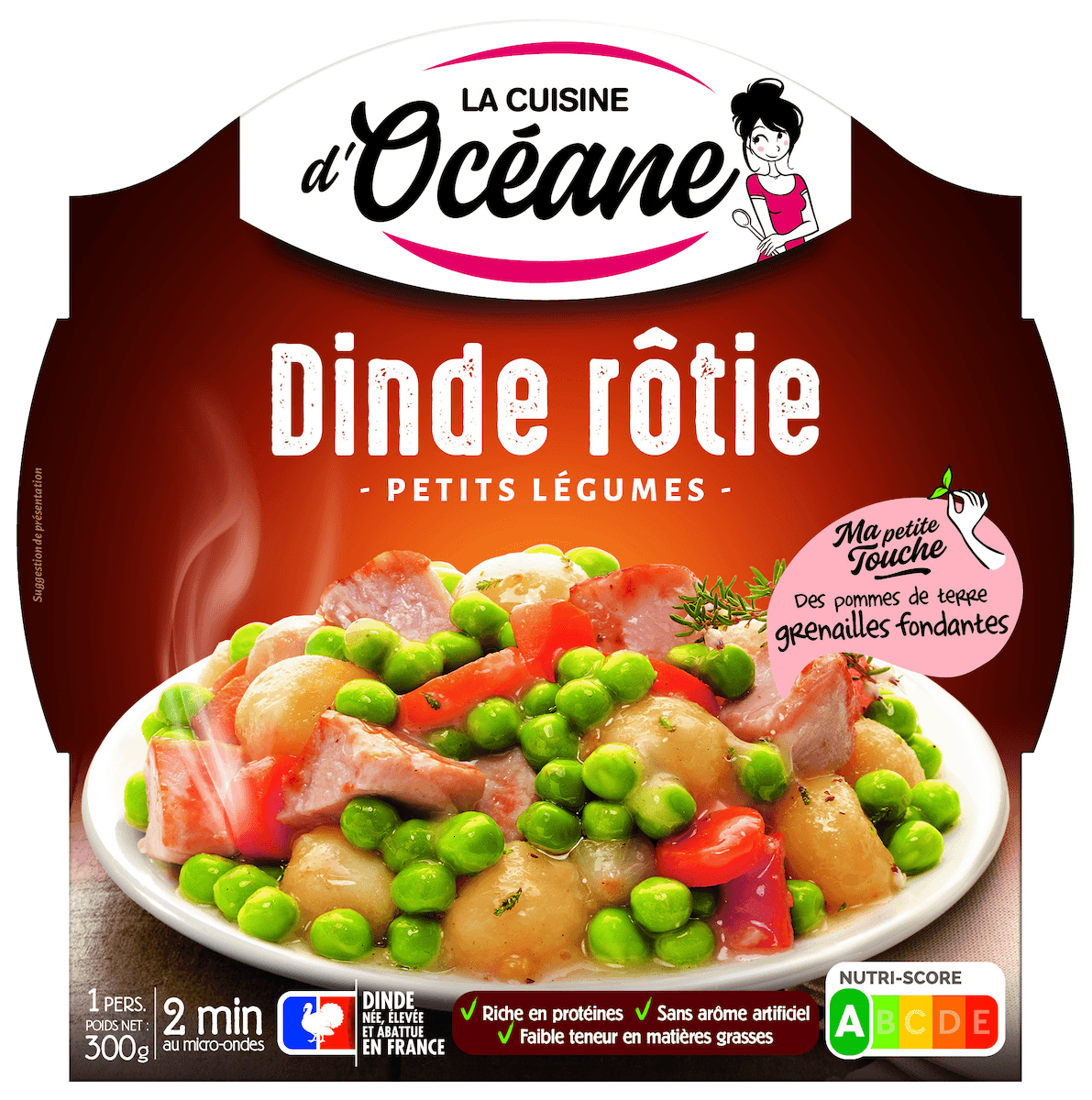 DINDE FERMIERE ET SES LEGUMES PRINTANIERES-ASSIETTE 300G