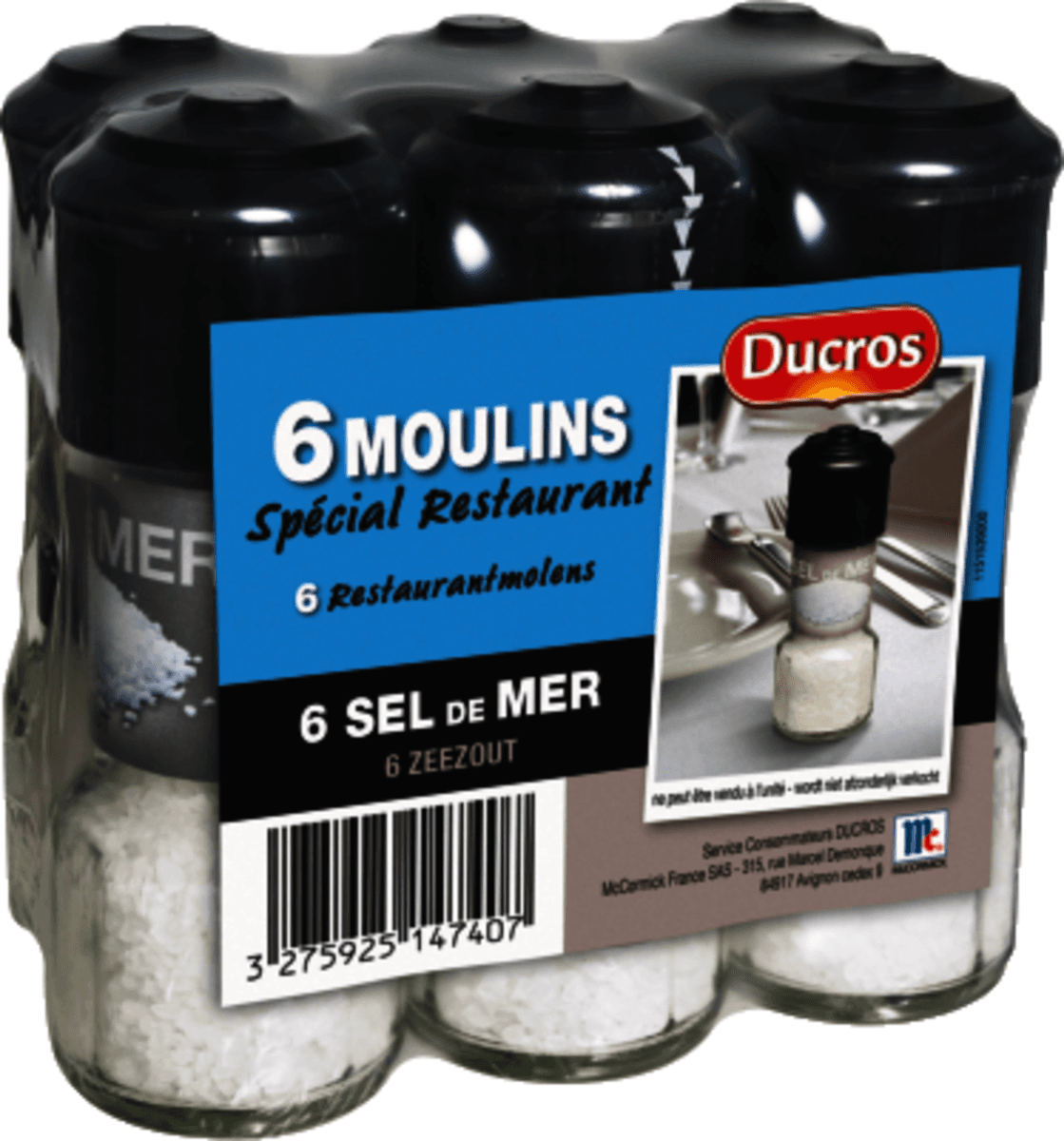 LOT DE 6 MOULINS SEL 360G